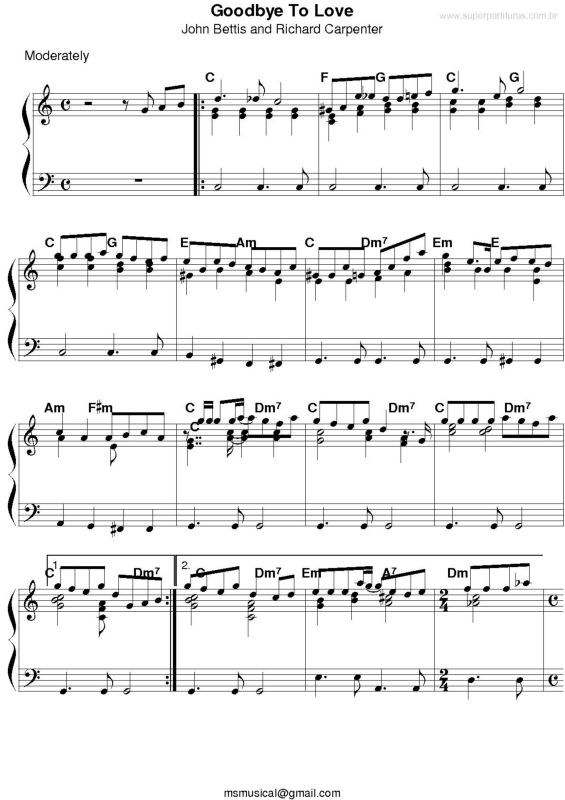 Partitura da música Goodbye To Love