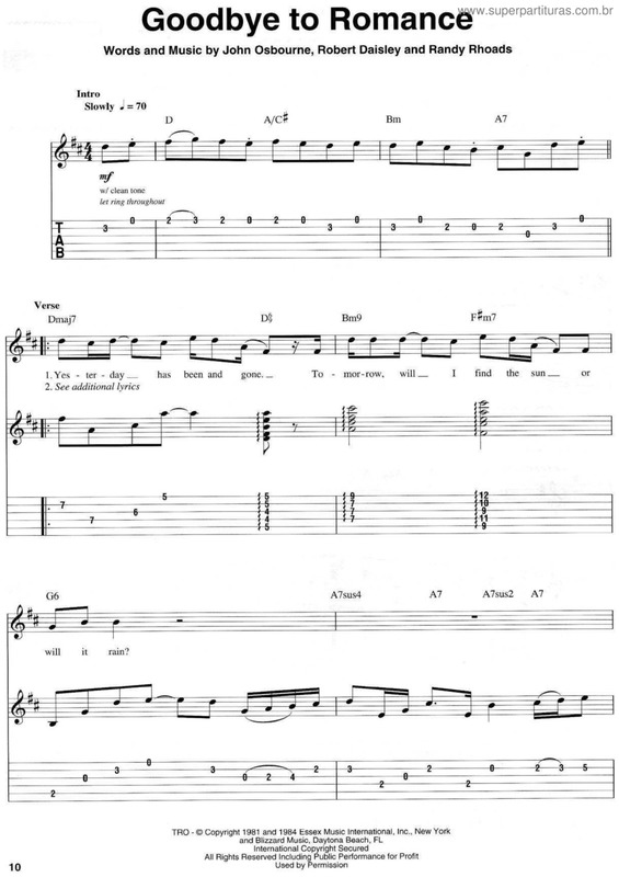 Partitura da música Goodbye to romance