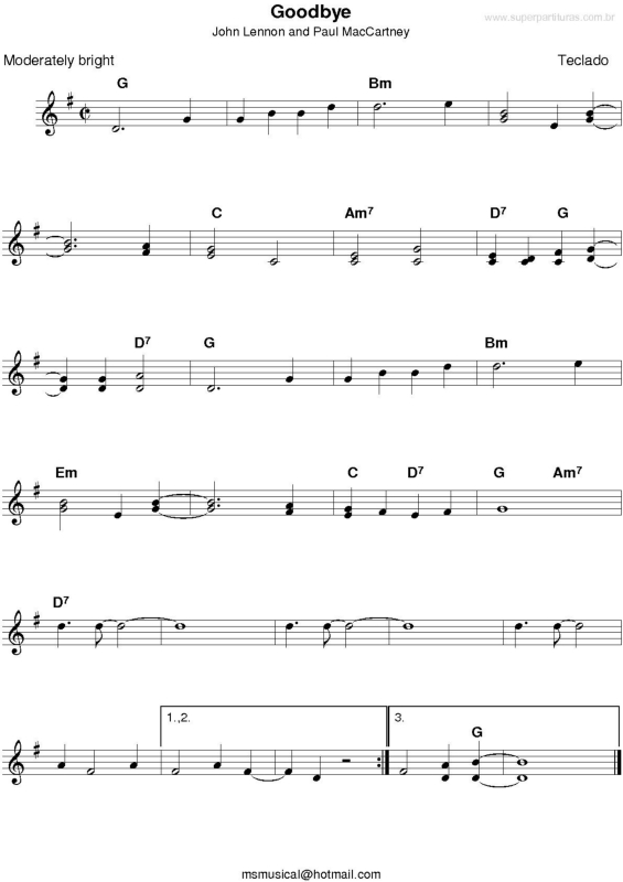 Partitura da música Goodbye v.2