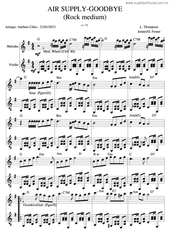 Partitura da música Goodbye v.7