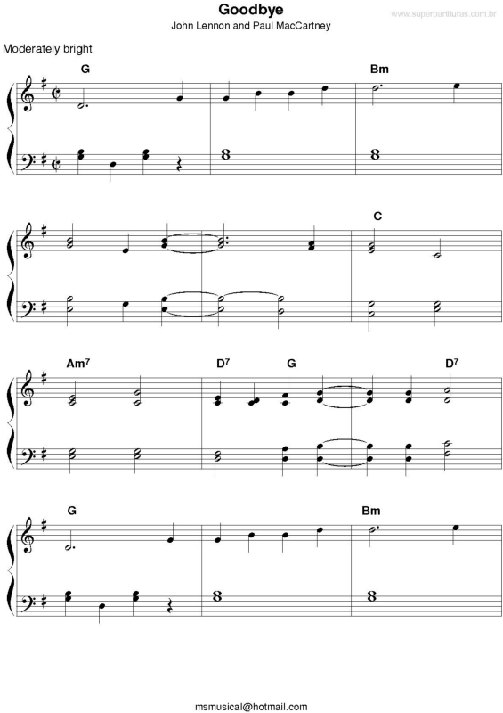 Partitura da música Goodbye