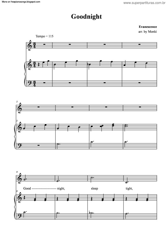 Partitura da música Goodnight Monki