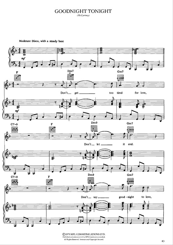 Partitura da música Goodnight Tonight