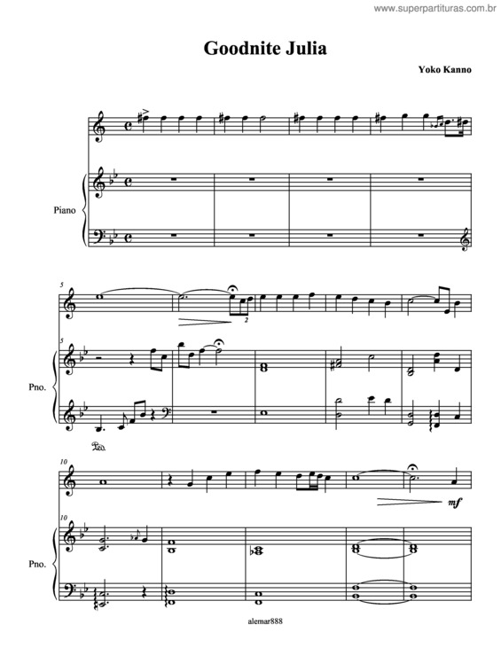 Partitura da música Goodnite Julia