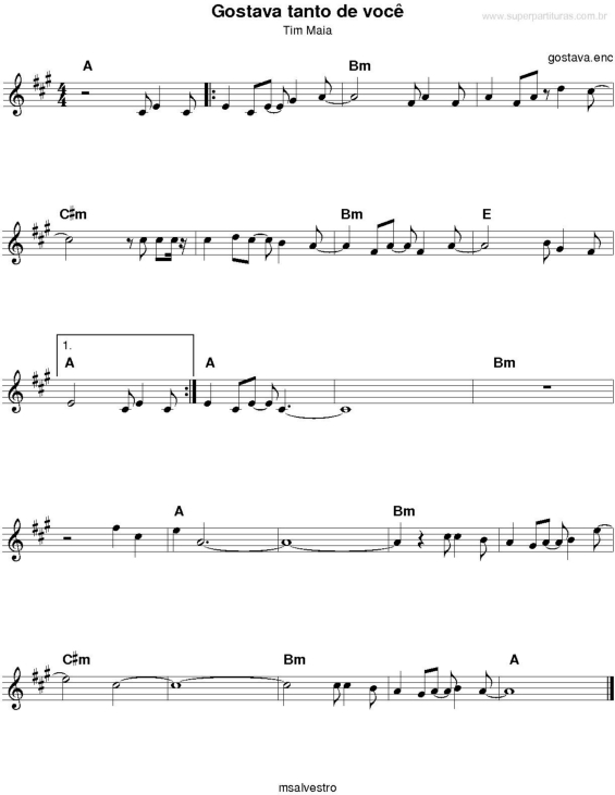 Partitura da música Gostava Tanto de Você v.2