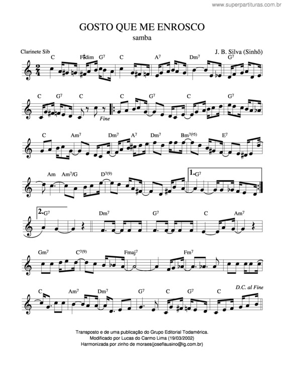 Partitura da música Gosto Que Me Enrosco v.2