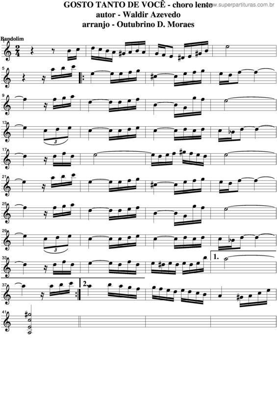 Partitura da música Gosto Tanto De Você