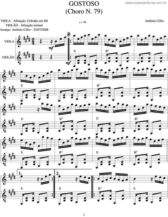 Partitura da música Gostoso