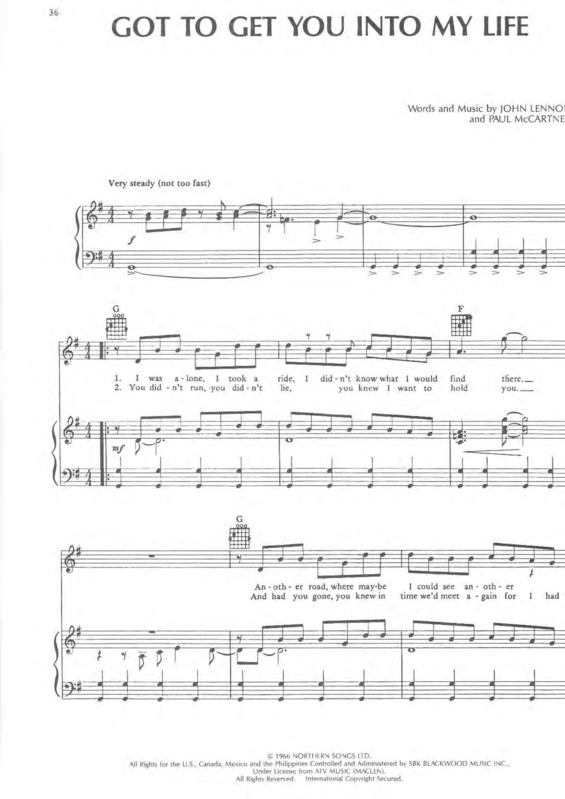 Partitura da música Got To Get You Into My Life v.6