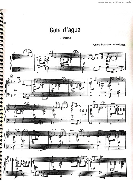 Partitura da música Gota D' Água