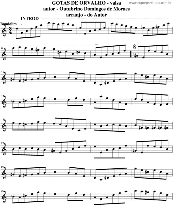 Partitura da música Gotas De Orvalho v.3