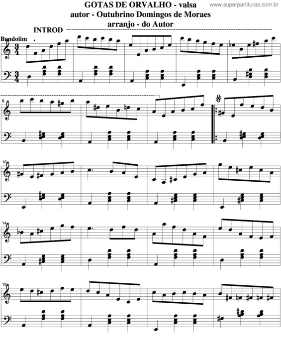 Partitura da música Gotas De Orvalho v.5