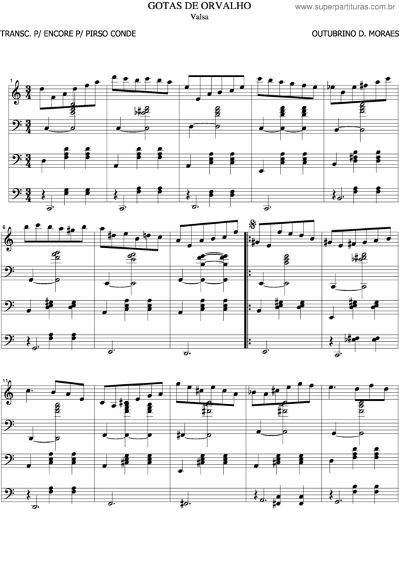 Partitura da música Gotas De Orvalho