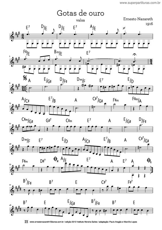 Partitura da música Gotas De Ouro