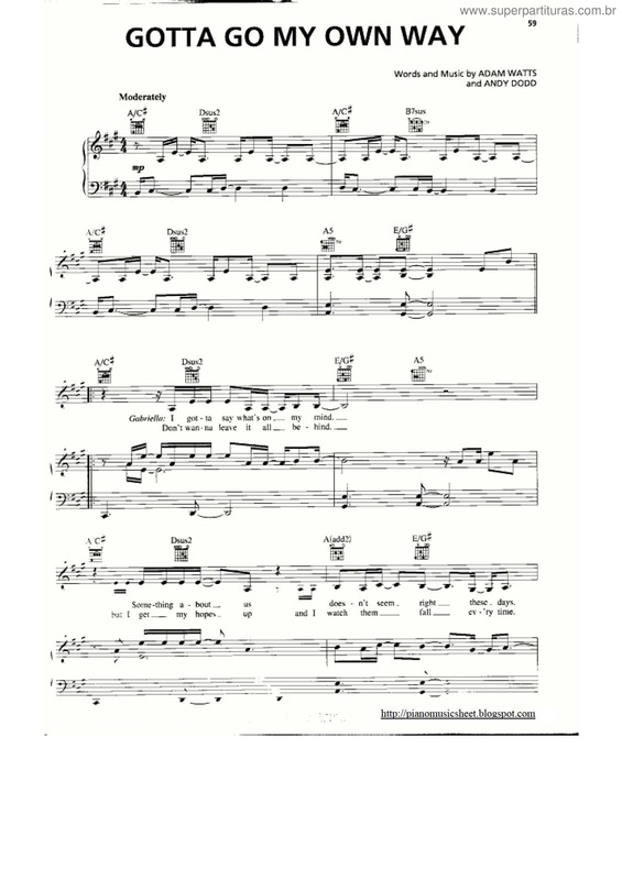 Partitura da música Gotta Go My Own Way