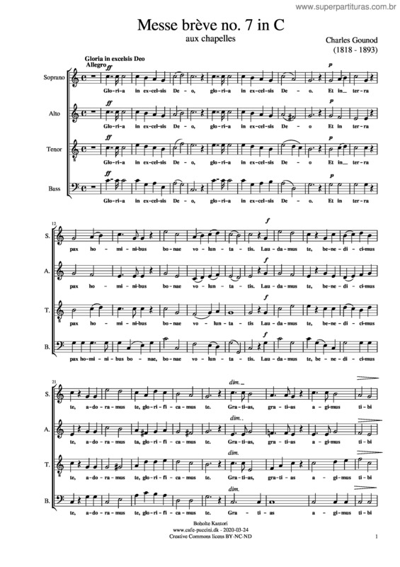 Partitura da música Gounod –– Messe Brève No. 7 In C – 2. Gloria