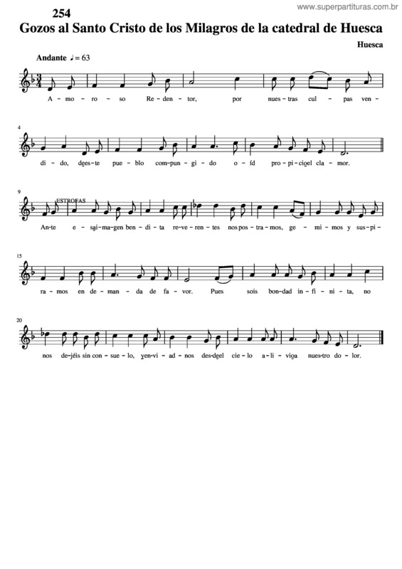 Partitura da música Gozos Al Santo Cristo De Los Milagros De La Catedral De Huesca