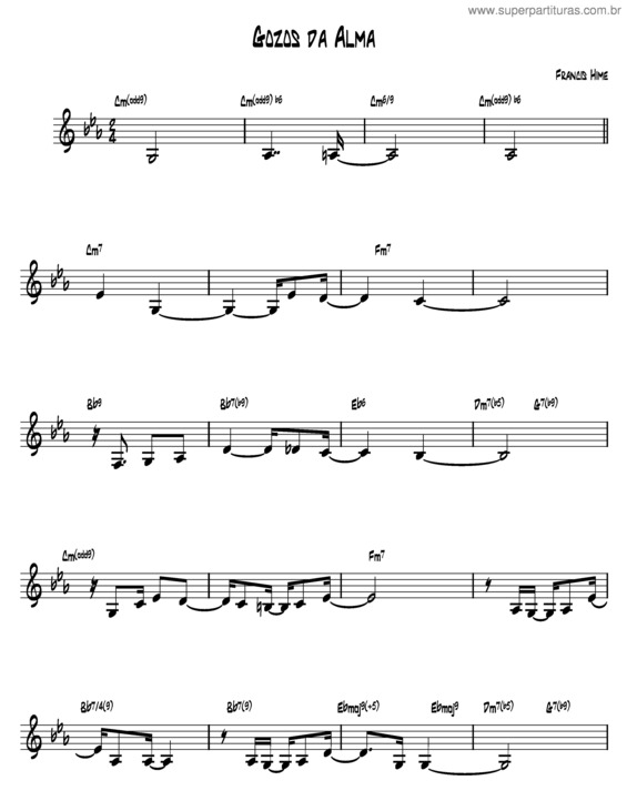 Partitura da música Gozos Da Alma