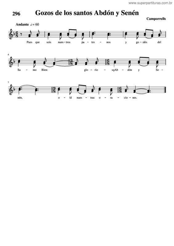 Partitura da música Gozos De Los Santos Abdón Y Senén