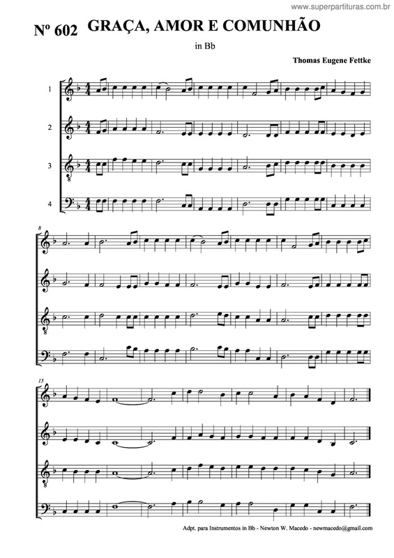 Partitura da música Graça, Amor E Comunhão