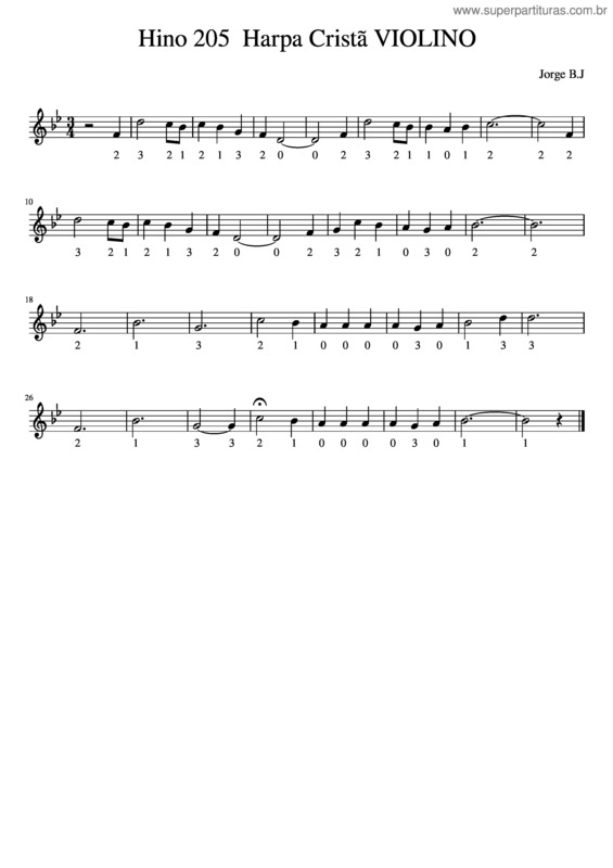 Partitura da música Graça, Graça Hino 205 Harpa Cristã Violino