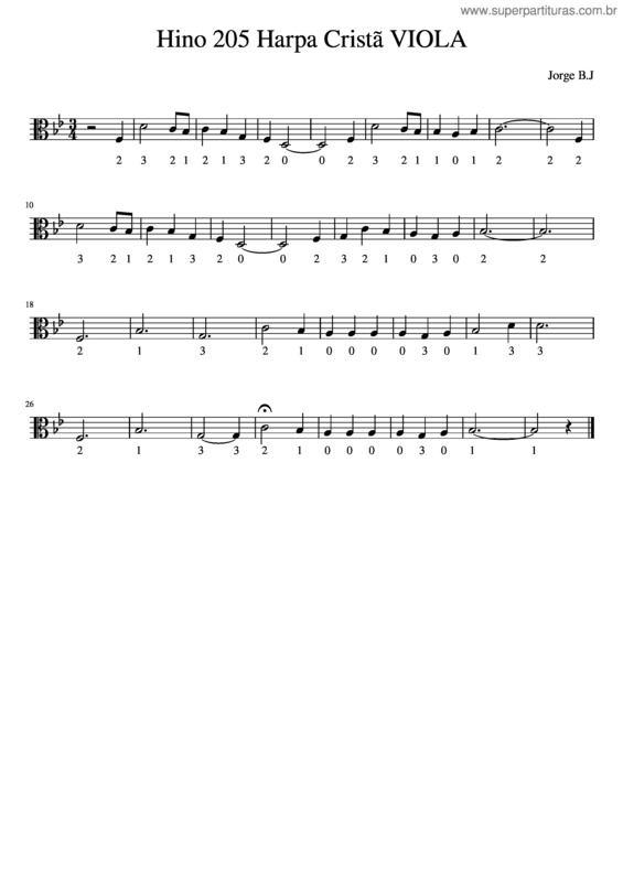 Partitura da música Graça, Graça Hino 205 Viola Harpa Cristã