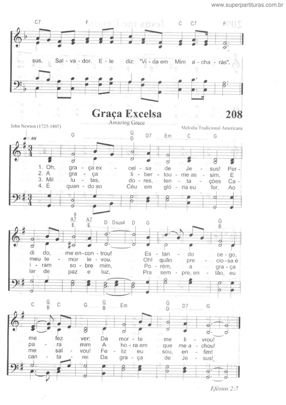 Partitura da música Graça Excelsa v.2
