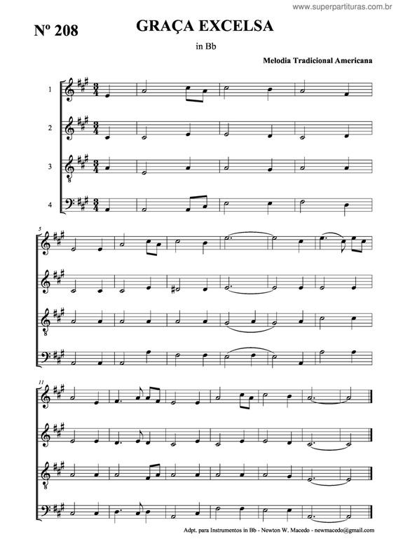 Partitura da música Graça Excelsa v.3