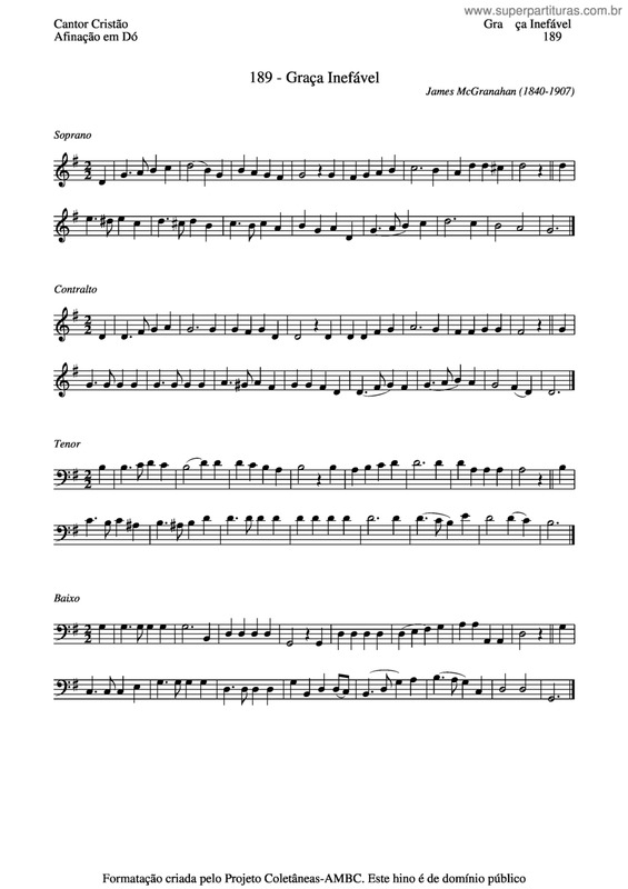 Partitura da música Graça Inefável v.2