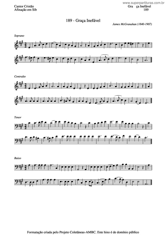 Partitura da música Graça Inefável v.3