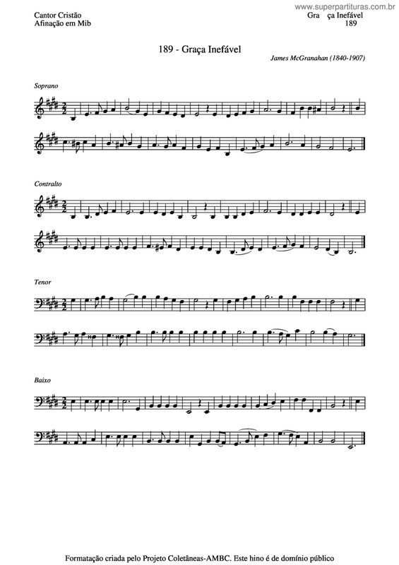 Partitura da música Graça Inefável v.4