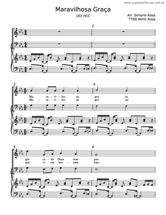 Partitura da música Graça Maravilhosa – 267 – Congregação Cristã No Brasil v.2