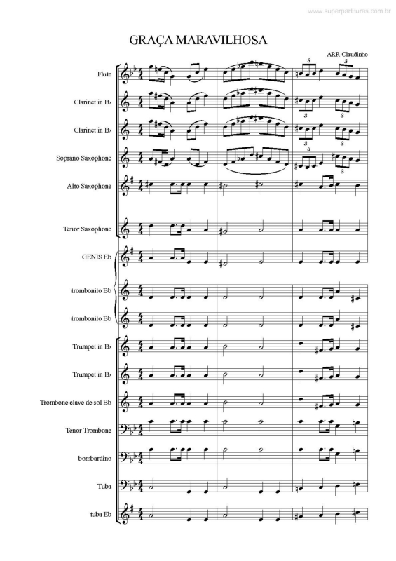 Partitura da música Graça Maravilhosa