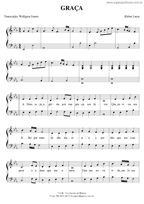 Partitura da música Graça v.2