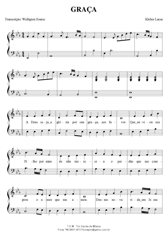 Partitura da música Graça