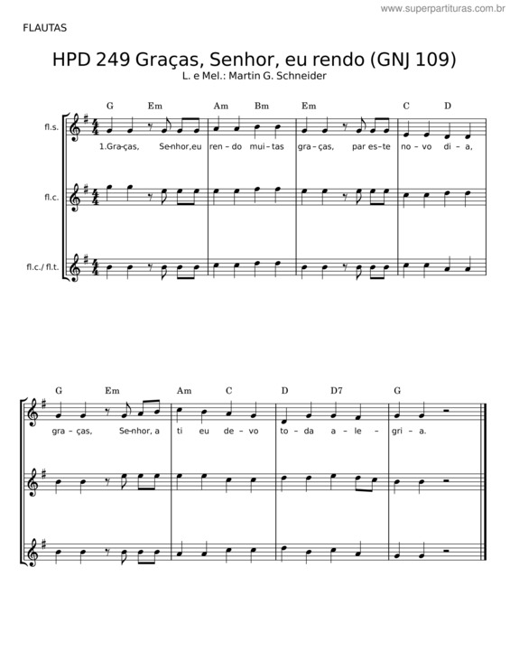Partitura da música Graças, Senhor, Eu Rendo