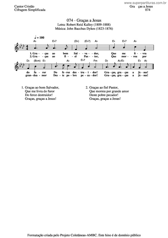 Partitura da música Graças A Jesus