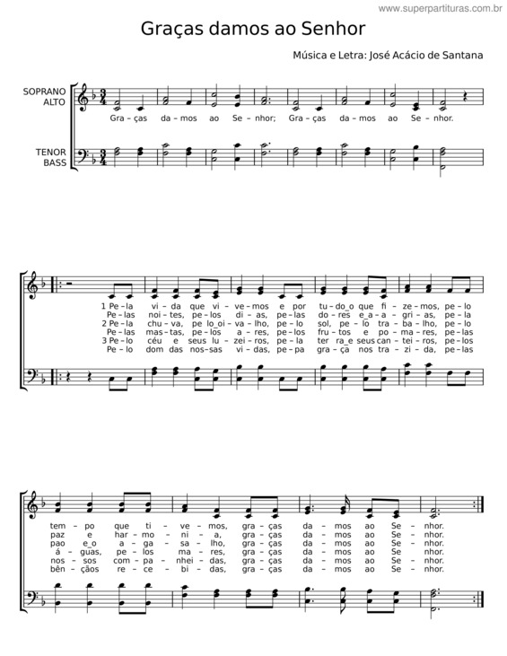 Partitura da música Graças Damos Ao Senhor