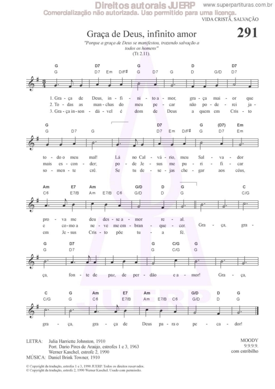 Partitura da música Graças De Deus, Infinito Amor - 291 HCC