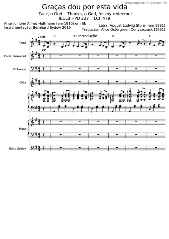 Partitura da música Graças Dou Por Esta Vida