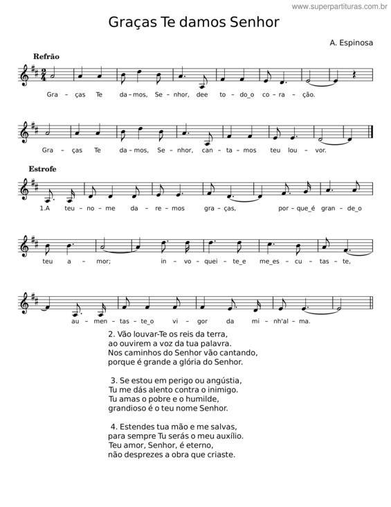 Partitura da música Graças Te Damos Senhor – A. Espinosa