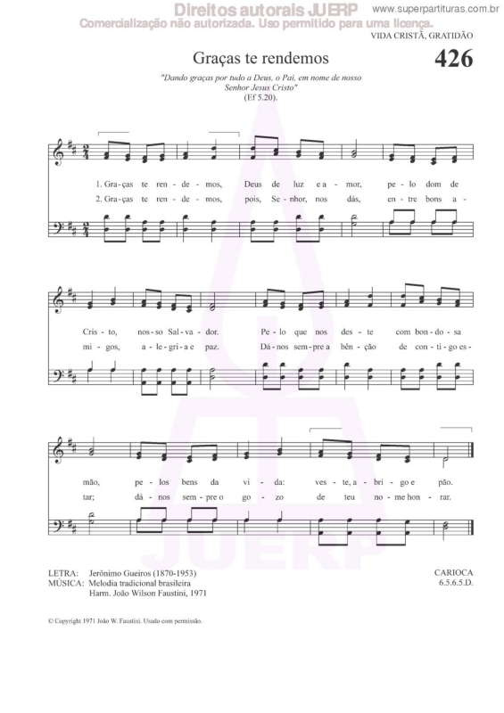 Partitura da música Graças Te Rendemos - 426 HCC v.2