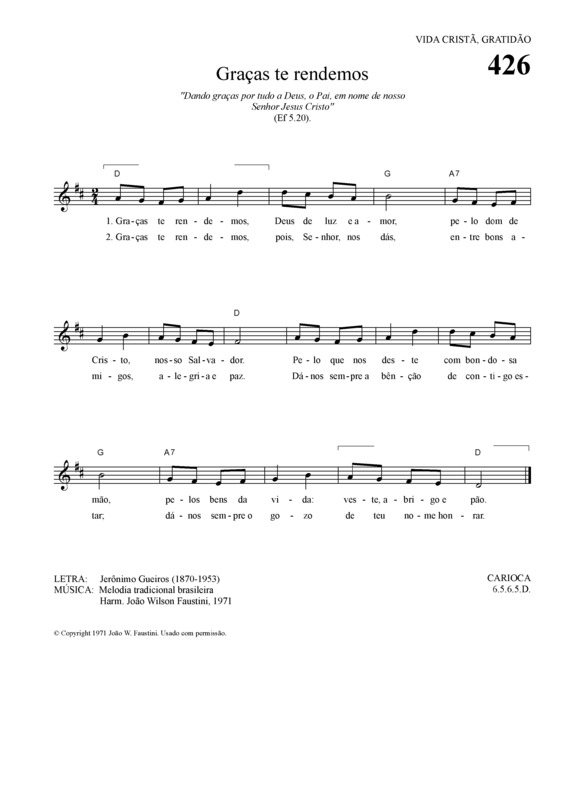 Partitura da música Graças Te Rendemos