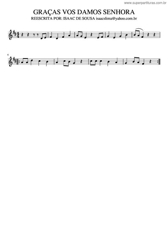 Partitura da música Graças Vos Damos Senhora