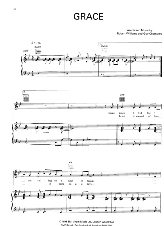 Partitura da música Grace v.2