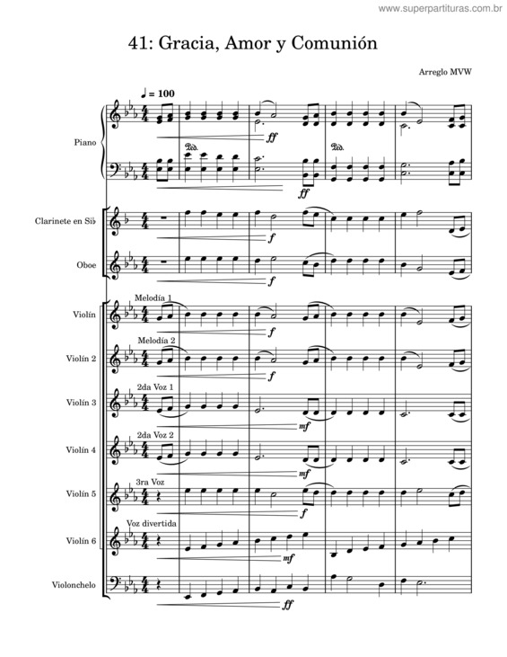 Partitura da música Gracia, Amor Y Comunión – Himno 41