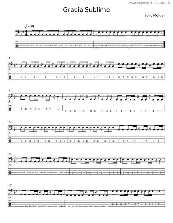 Partitura da música Gracia Sublime – Julio Melgar