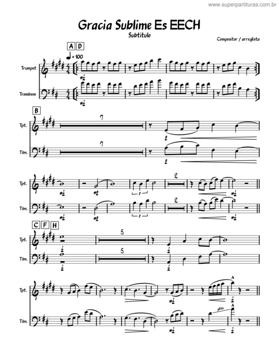 Partitura da música Gracia Sublime Es Eech