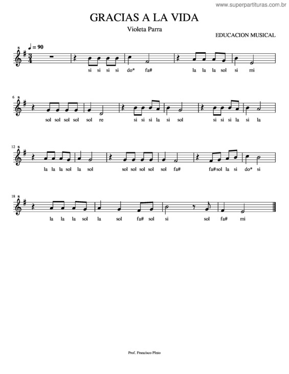 Partitura da música Gracias A La Vida v.8