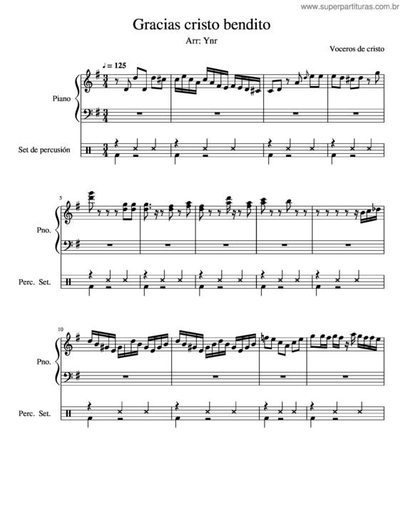 Partitura da música Gracias Cristo Bendito
